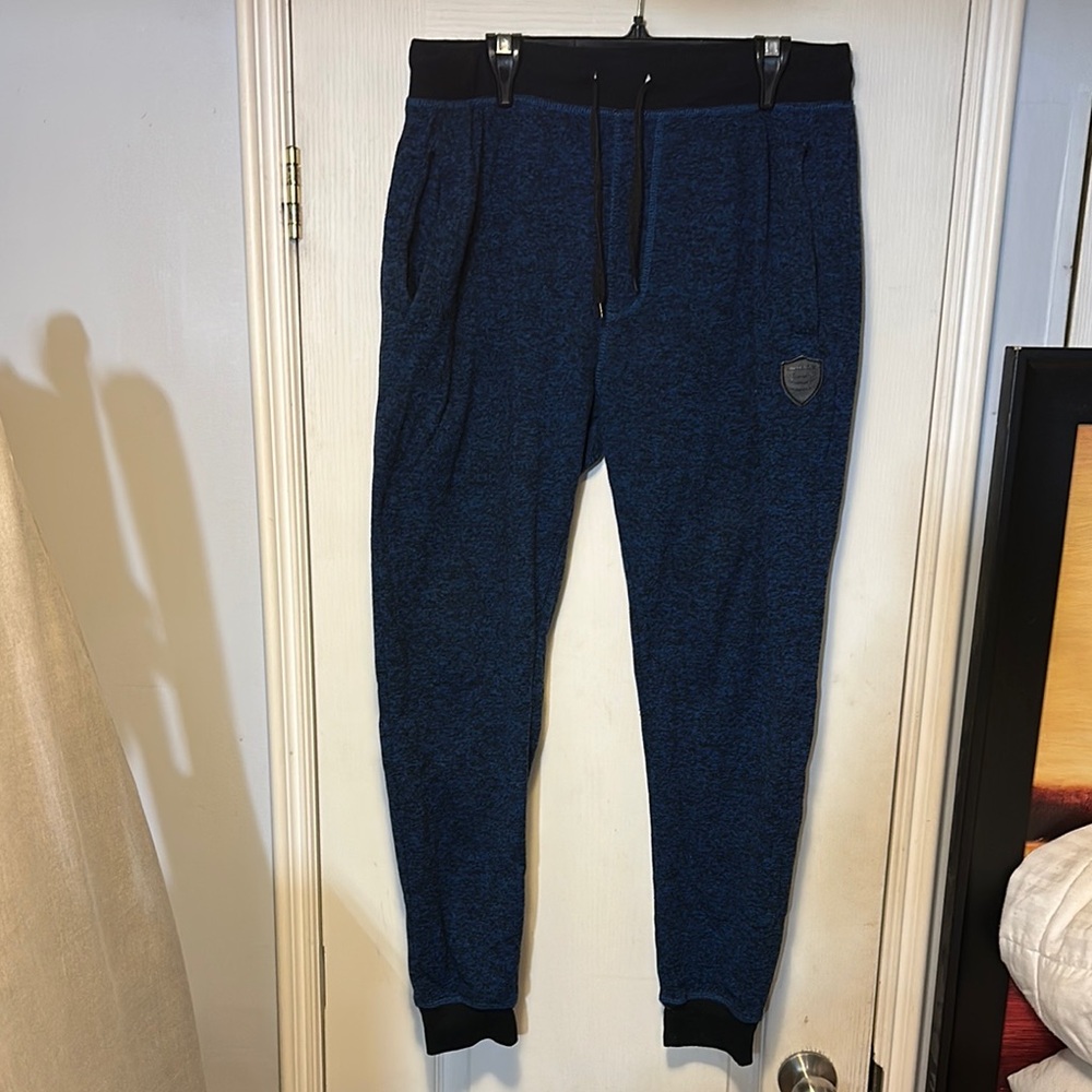 Urbanology Blue and Black Jogger Sweatpants with Tapered Fit L